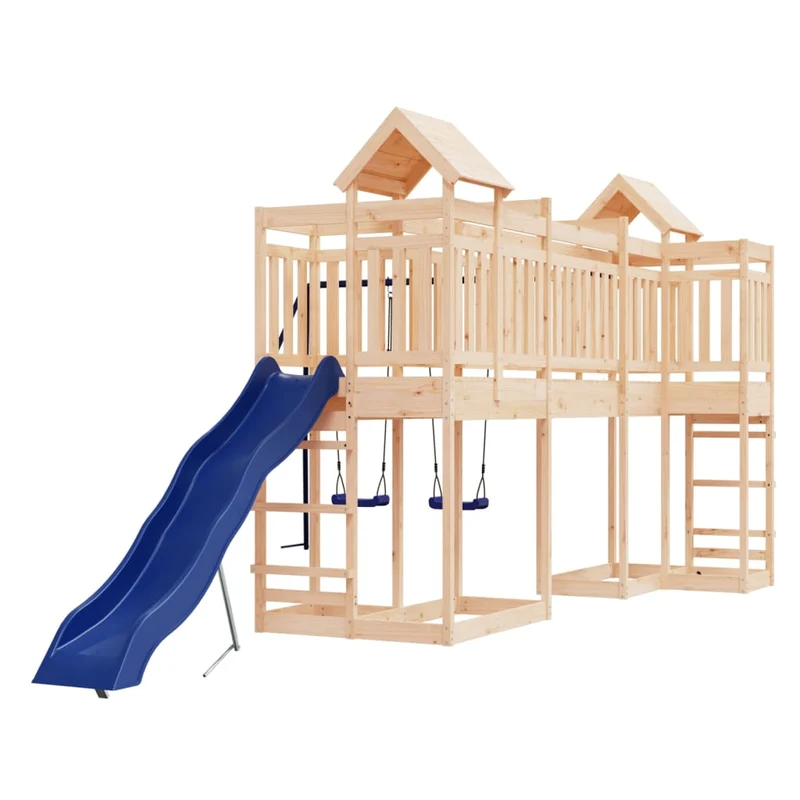 Aire de jeux d'extérieur balançoires toboggan portiques robuste jeux jardin 362 x 585 x 238 cm bois de pin massif 02_0004781