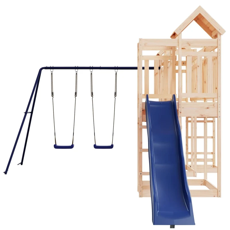 Aire de jeux d'extérieur balançoires toboggan portiques robuste jeux jardin 362 x 585 x 238 cm bois de pin massif 02_0004781