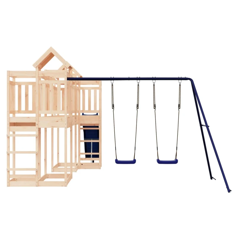 Aire de jeux d'extérieur balançoires toboggan portiques robuste jeux jardin 362 x 585 x 238 cm bois de pin massif 02_0004781