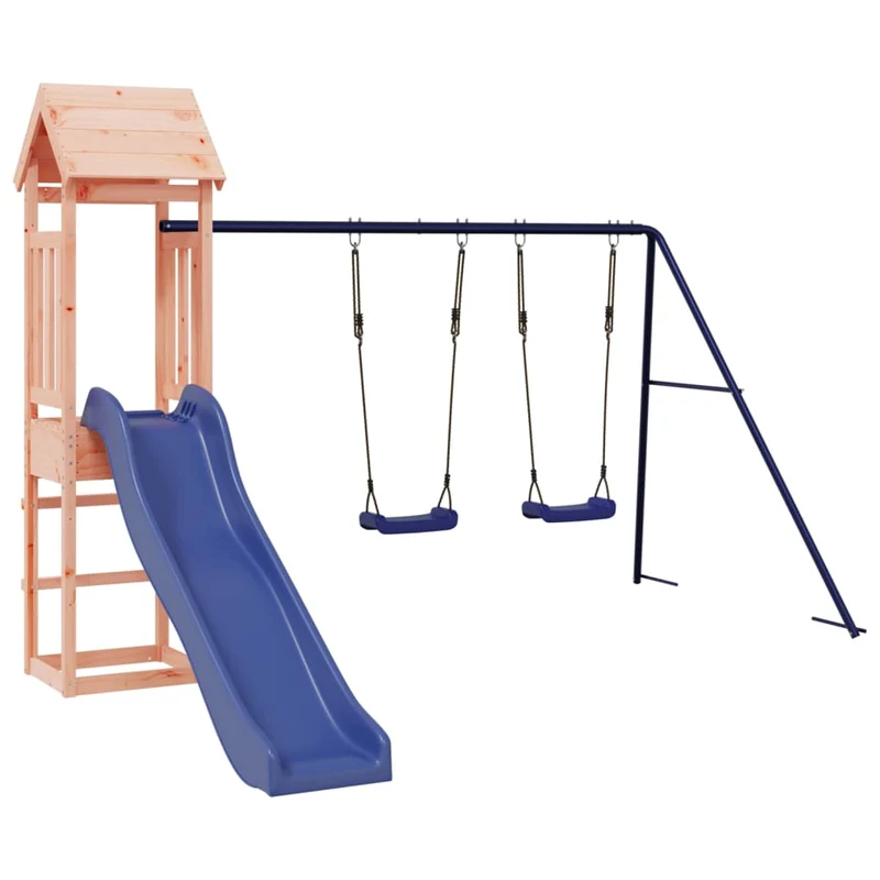 Aire de jeux d'extérieur balançoires toboggan portiques robuste jeux jardin 308 x 321 x 207 cm bois massif de douglas 02_0004885