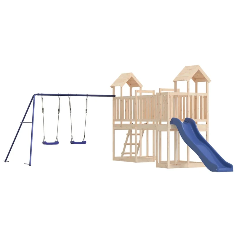 Aire de jeux d'extérieur balançoires toboggan portiques robuste jeux jardin 356 x 589 x 214 cm bois de pin massif 02_0004808