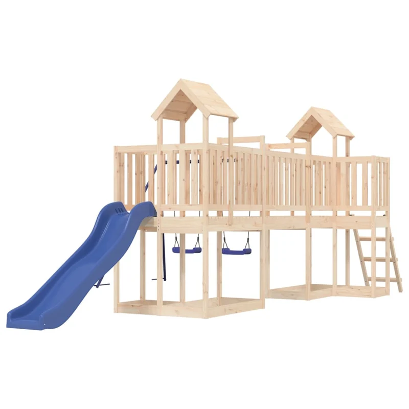 Aire de jeux d'extérieur balançoires toboggan portiques robuste jeux jardin 356 x 589 x 214 cm bois de pin massif 02_0004808