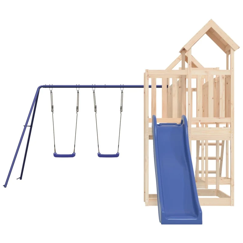 Aire de jeux d'extérieur balançoires toboggan portiques robuste jeux jardin 356 x 589 x 214 cm bois de pin massif 02_0004808