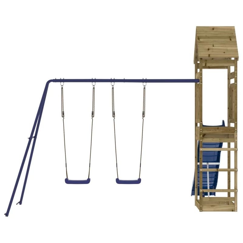 Aire de jeux d'extérieur balançoires toboggan portiques robuste jeux jardin 315 x 373 x 264 cm bois de pin imprégné 02_0004941