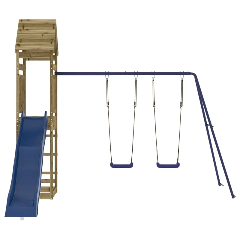Aire de jeux d'extérieur balançoires toboggan portiques robuste jeux jardin 315 x 373 x 264 cm bois de pin imprégné 02_0004941