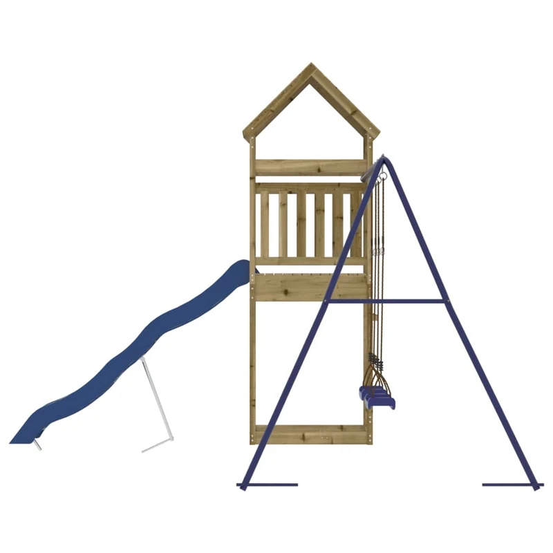 Aire de jeux d'extérieur balançoires toboggan portiques robuste jeux jardin 315 x 373 x 264 cm bois de pin imprégné 02_0004941