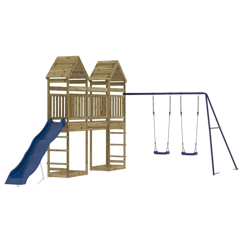 Aire de jeux d'extérieur balançoires toboggan portiques robuste jeux jardin 315 x 558 x 264 cm bois de pin imprégné 02_0004701