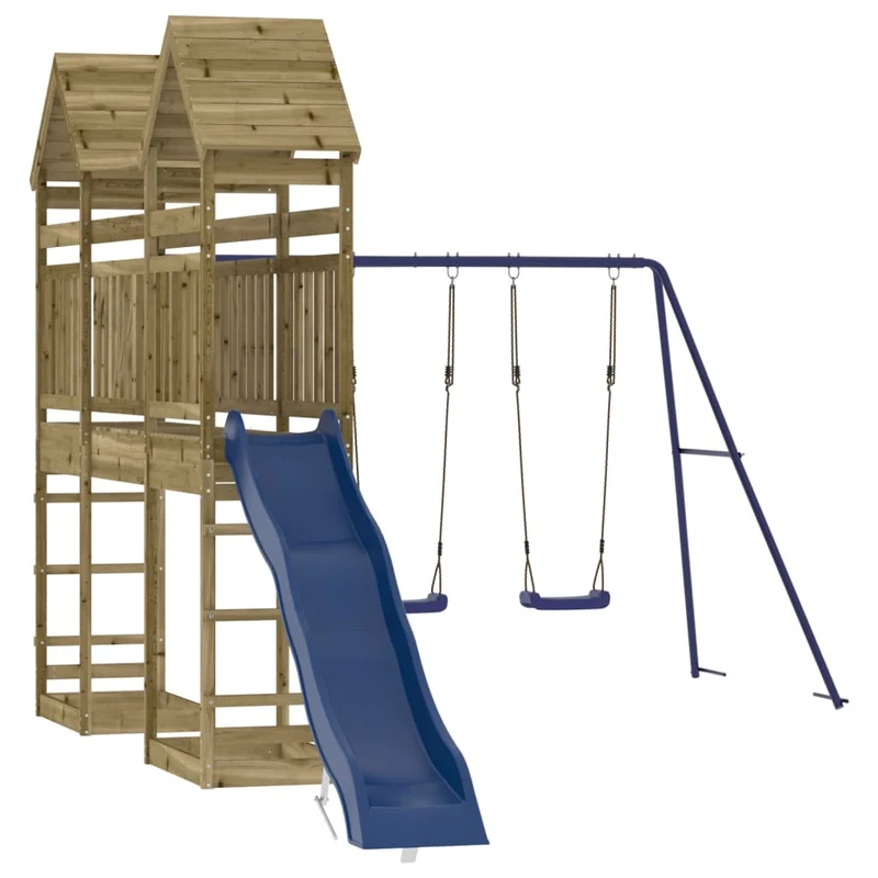 Aire de jeux d'extérieur balançoires toboggan portiques robuste jeux jardin 315 x 558 x 264 cm bois de pin imprégné 02_0004701