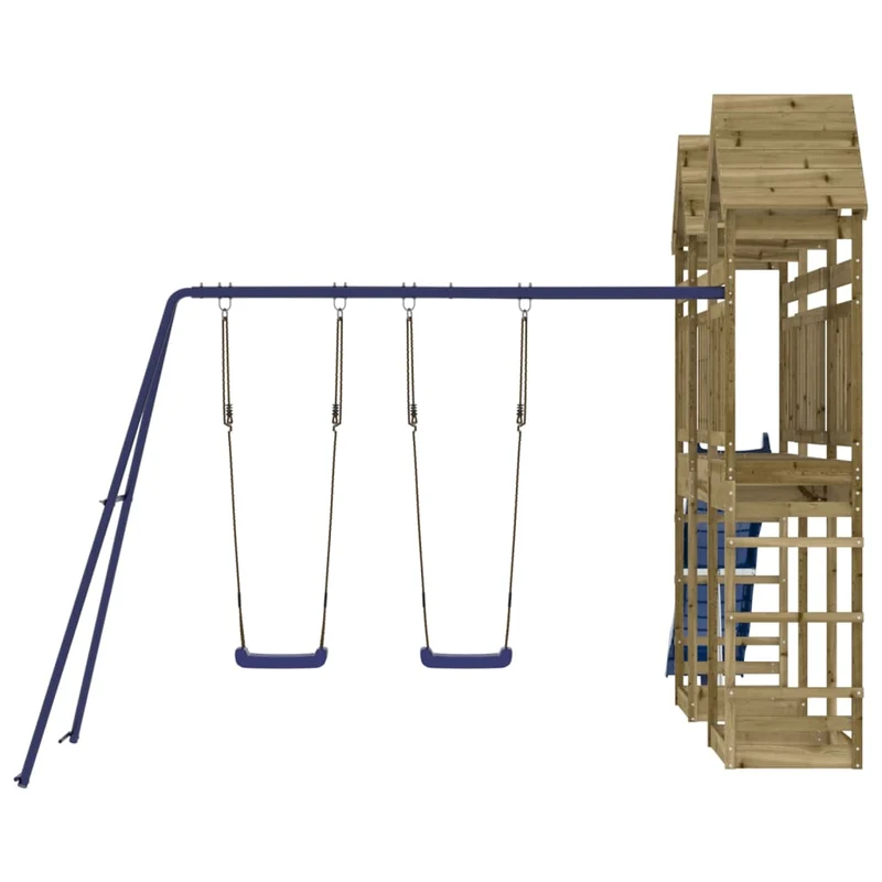 Aire de jeux d'extérieur balançoires toboggan portiques robuste jeux jardin 315 x 558 x 264 cm bois de pin imprégné 02_0004701