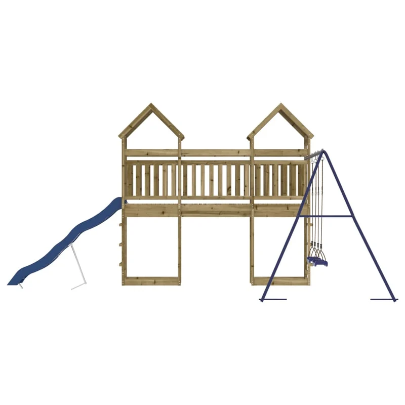 Aire de jeux d'extérieur balançoires toboggan portiques robuste jeux jardin 315 x 558 x 264 cm bois de pin imprégné 02_0004701