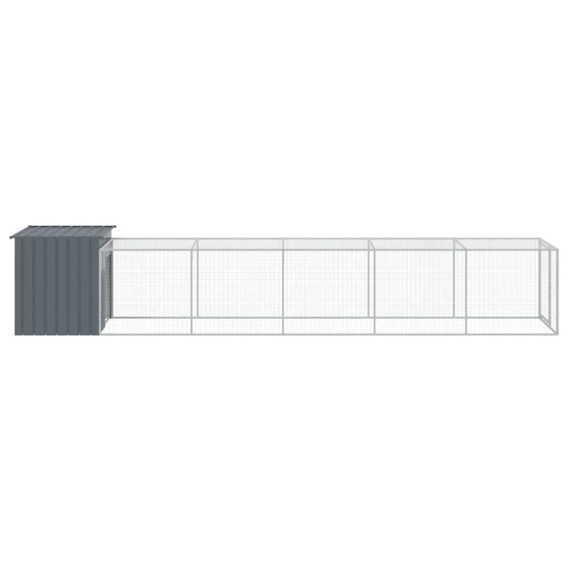 Poulailler enclos cage poules avec cour 110 x 609 x 110 cm acier galvanisé anthracite 02_0043942