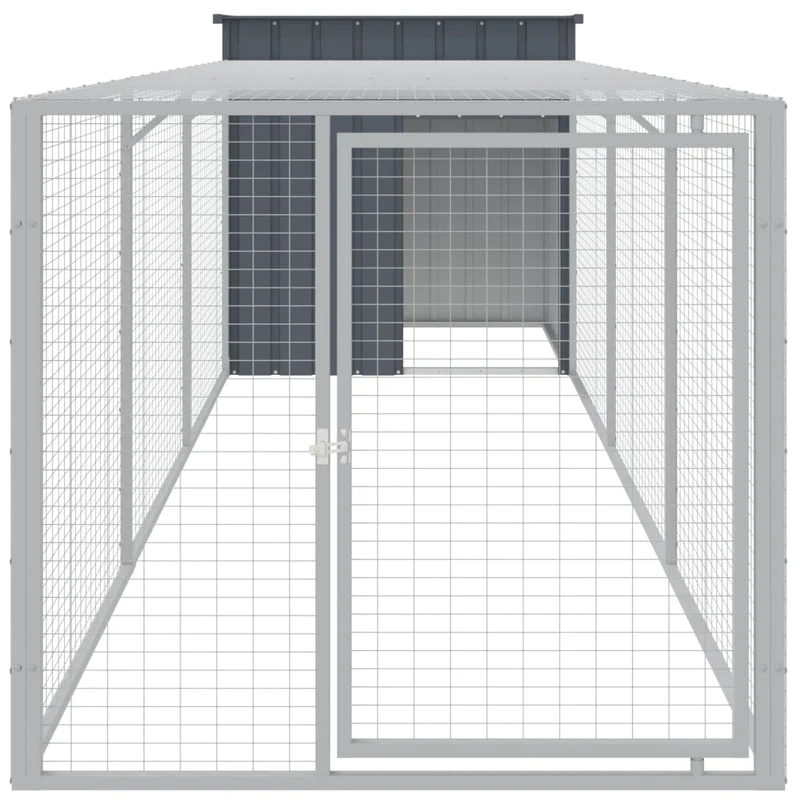 Poulailler enclos cage poules avec cour 110 x 405 x 110 cm acier galvanisé anthracite 02_0043941