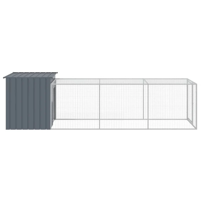 Poulailler enclos cage poules avec cour 110 x 405 x 110 cm acier galvanisé anthracite 02_0043941