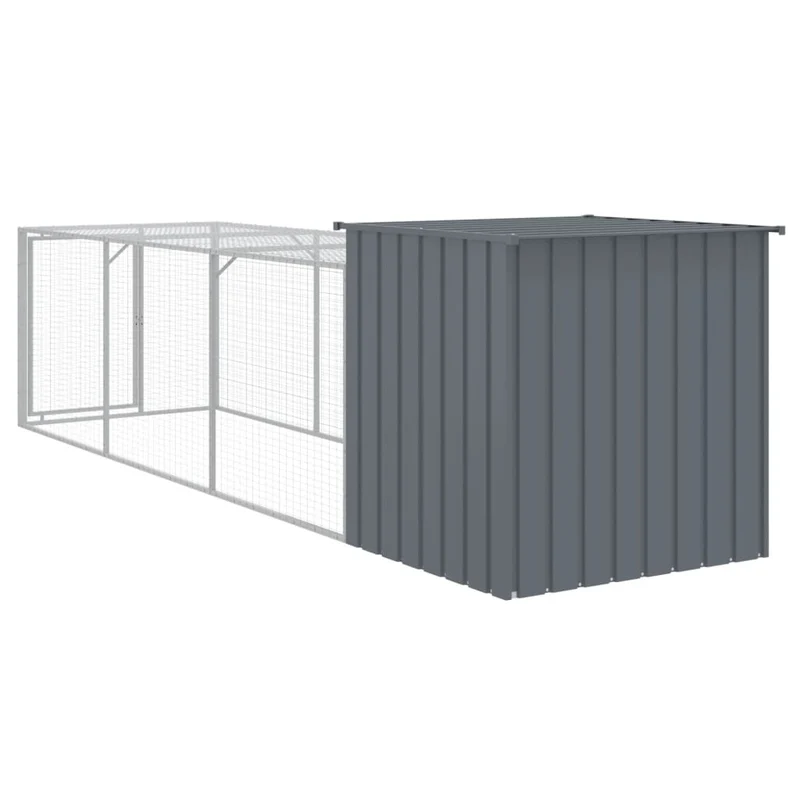 Poulailler enclos cage poules avec cour 110 x 405 x 110 cm acier galvanisé anthracite 02_0043941