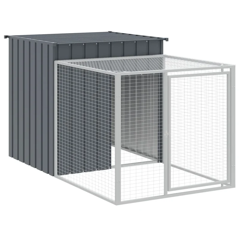 Poulailler enclos cage poules avec cour 110 x 405 x 110 cm acier galvanisé anthracite 02_0043941