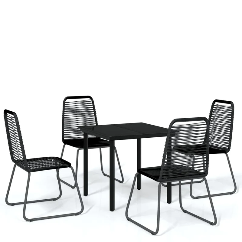 Ensemble de salle à manger de jardin meuble extérieur 5 pièces noir 02_0013842