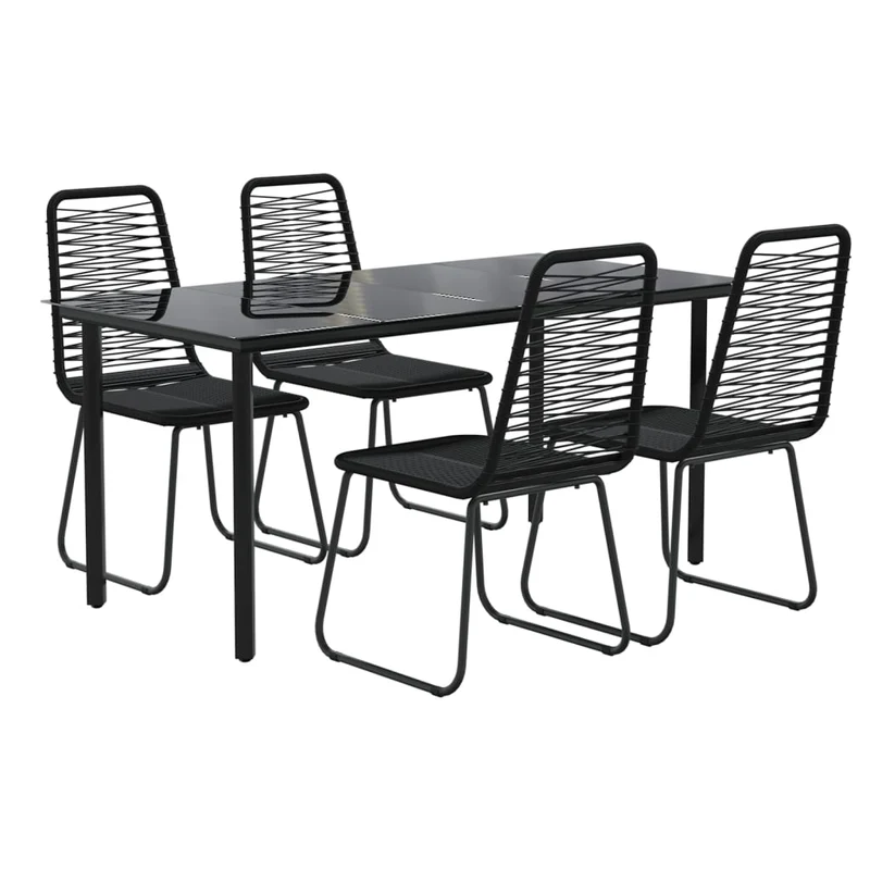 Ensemble de salle à manger de jardin meuble extérieur 5 pièces noir 02_0013904