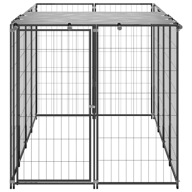 Chenil cage enclos pac animaux 2,42 m² acier noir 02_0041720