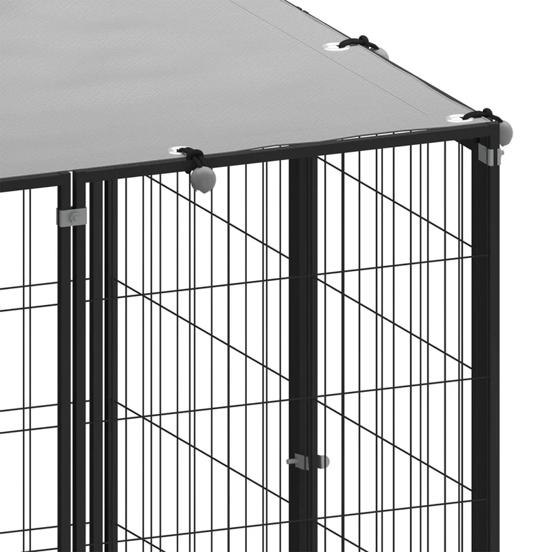 Chenil cage enclos pac animaux 2,42 m² acier noir 02_0041720