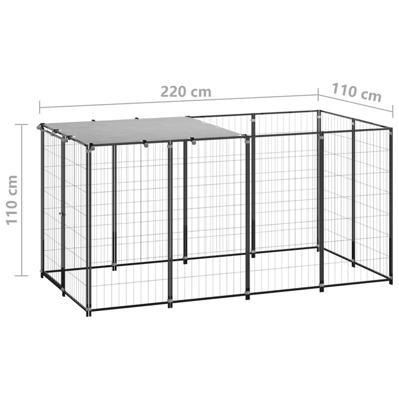 Chenil cage enclos pac animaux 2,42 m² acier noir 02_0041720