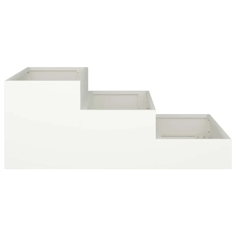 Cache-pot de jardin moderne 90 x 90 x 35 cm durable finition épurée en acier laminé à froid blanc 02_0052049