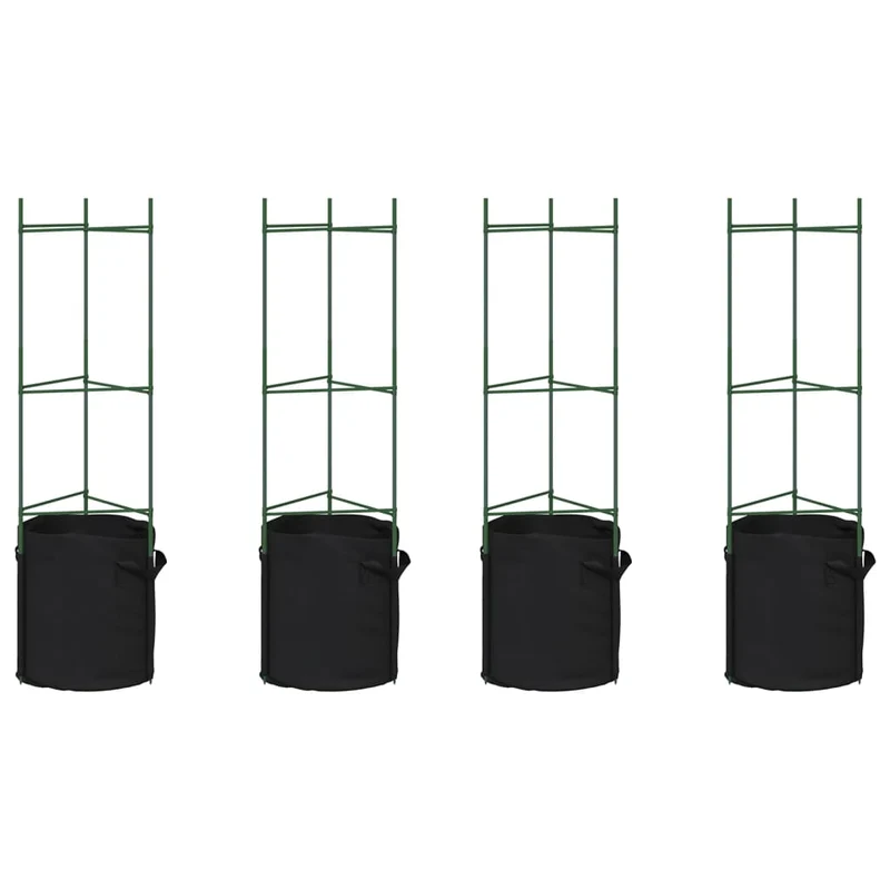 Lot de 4 cages à tomates polyvalentes réglables 32 x 29 x 116 cm en acier vert 02_0055593