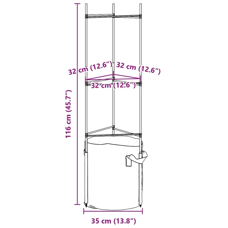 Lot de 4 cages à tomates polyvalentes réglables 32 x 29 x 116 cm en acier vert 02_0055593