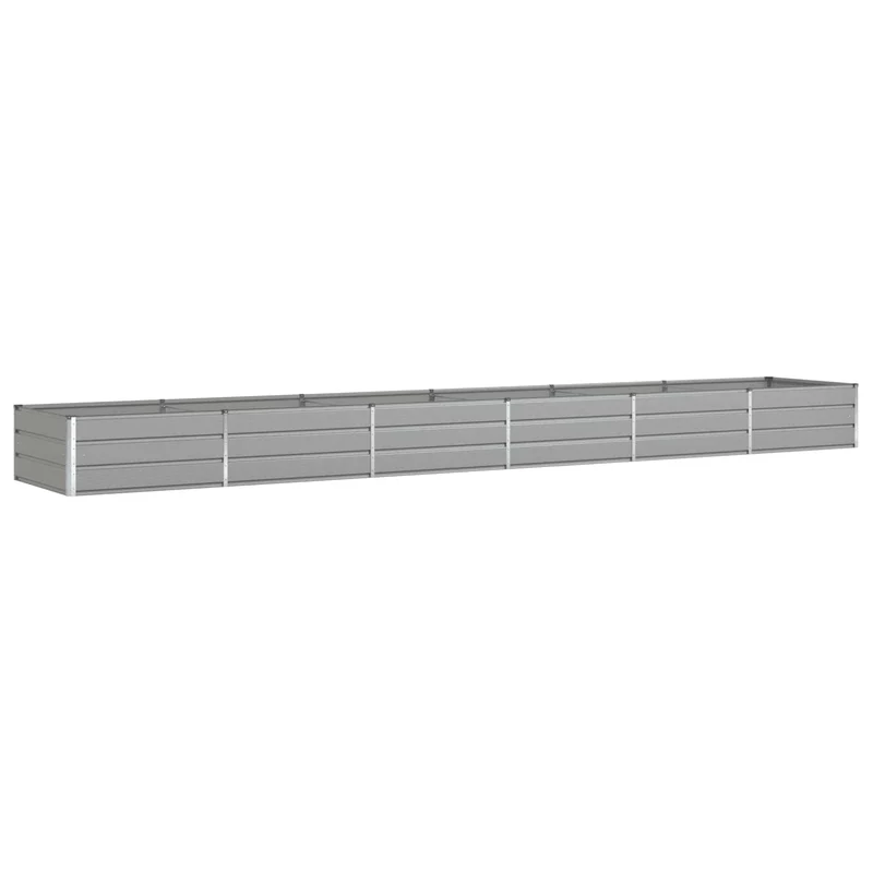 Jardinière rectangulaire moderne esthétique 195 x 100 x 45 cm en acier galvanisé gris clair 02_0059214