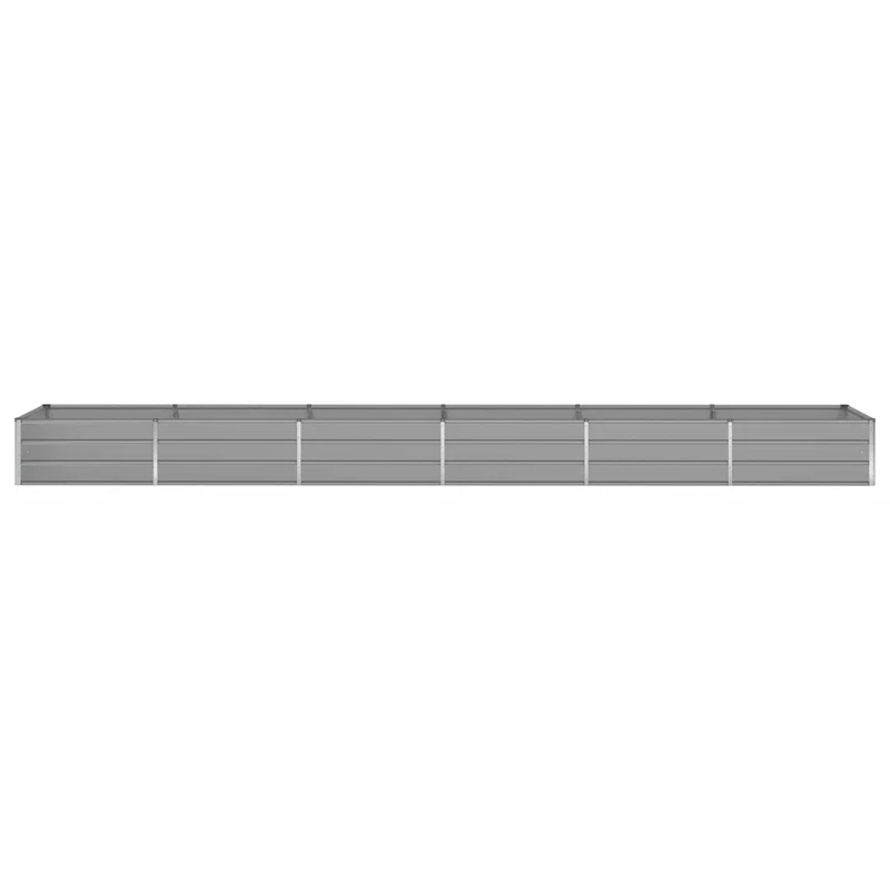 Jardinière rectangulaire moderne esthétique 195 x 100 x 45 cm en acier galvanisé gris clair 02_0059214