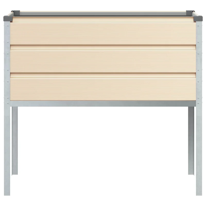 Bac à planter surélevé idéal jardin terrasse 100 x 45 x 90 cm en acier galvanisé ivoire 02_0059173