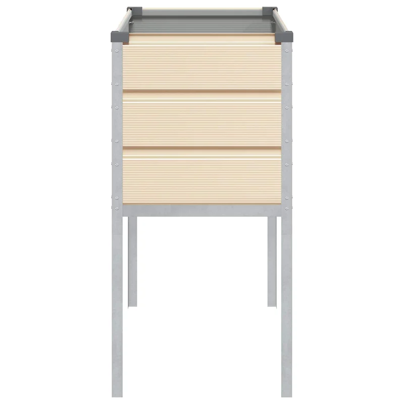Bac à planter surélevé idéal jardin terrasse 100 x 45 x 90 cm en acier galvanisé ivoire 02_0059173