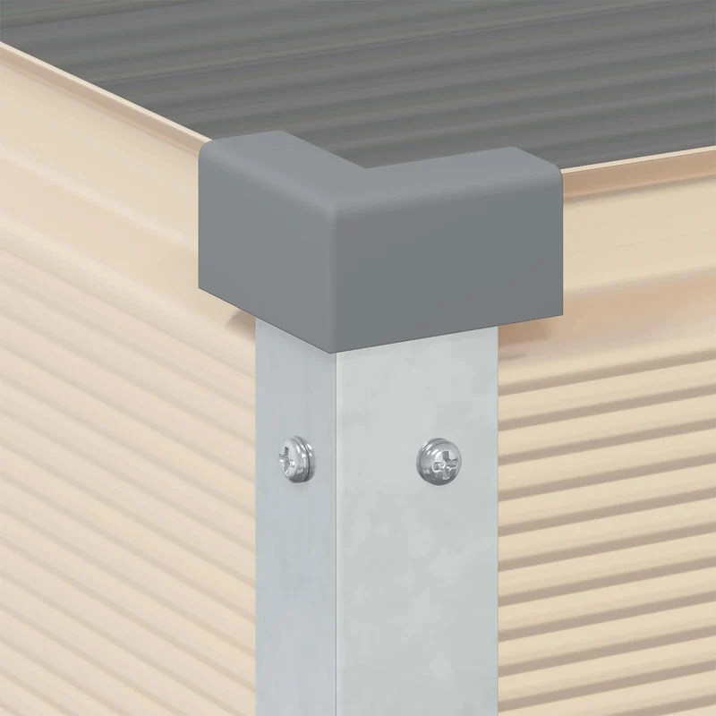 Bac à planter surélevé idéal jardin terrasse 100 x 45 x 90 cm en acier galvanisé ivoire 02_0059173