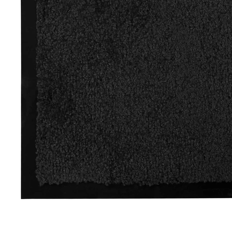 Tapis de porte antidérapant 80 x 60 x 1.2 cm confort moderne entrée couloir en teddy noir 02_0058997