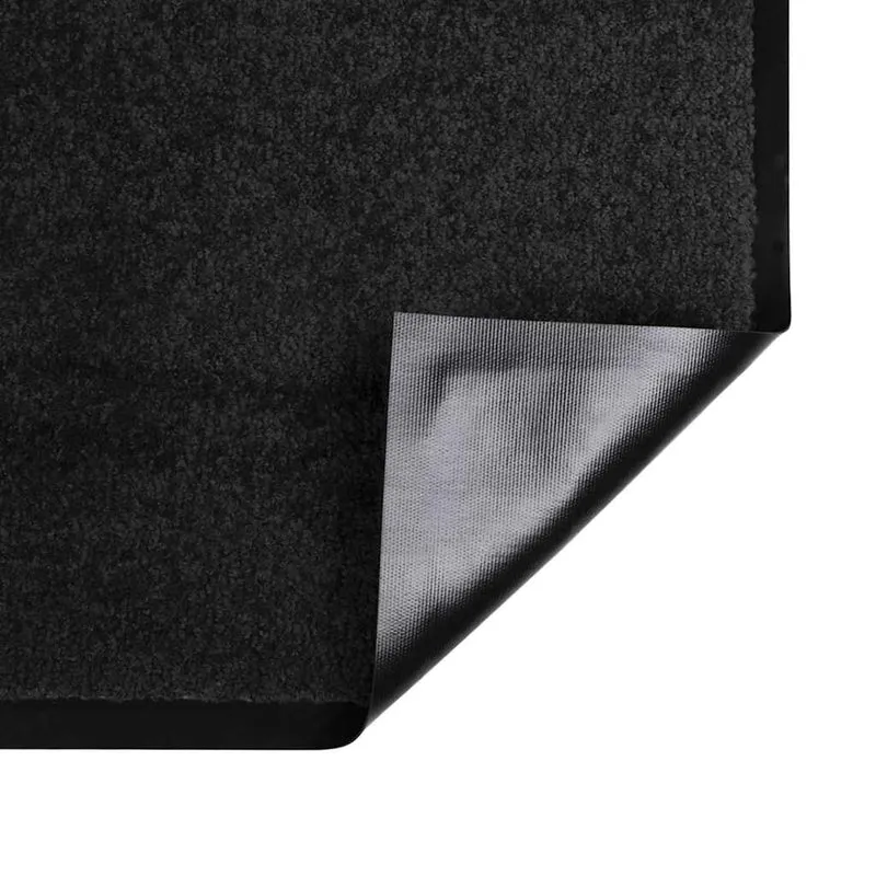 Tapis de porte antidérapant 80 x 60 x 1.2 cm confort moderne entrée couloir en teddy noir 02_0058997