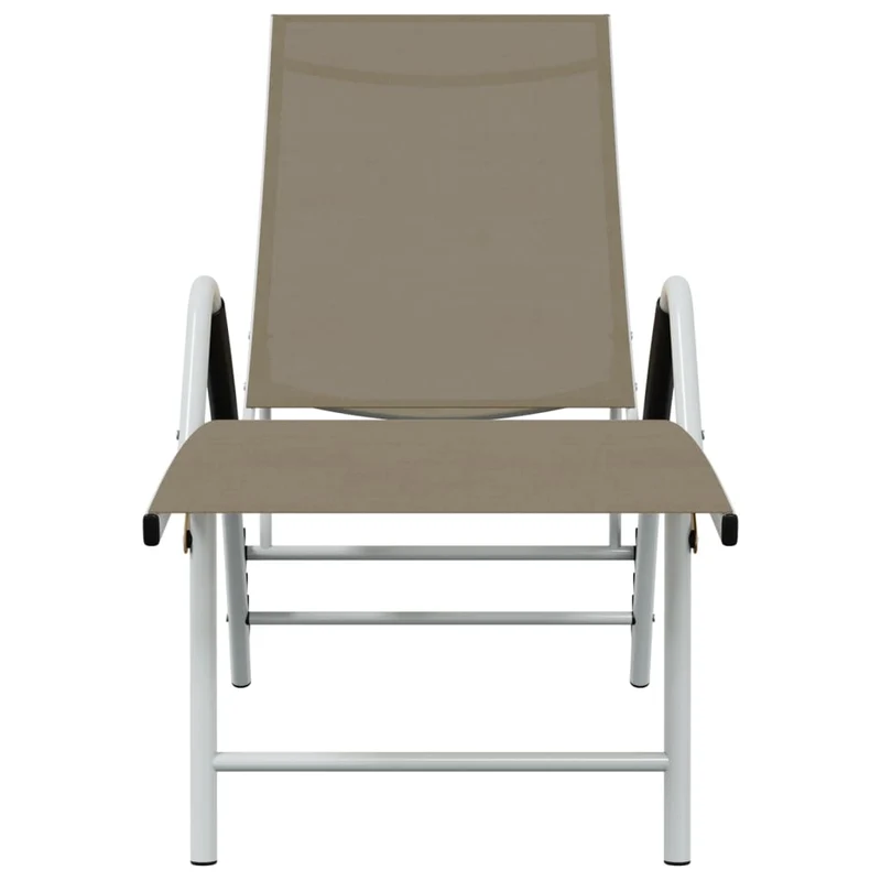 Transat chaise longue bain de soleil lit de jardin terrasse meuble d'extérieur textilène et aluminium taupe 02_0012934