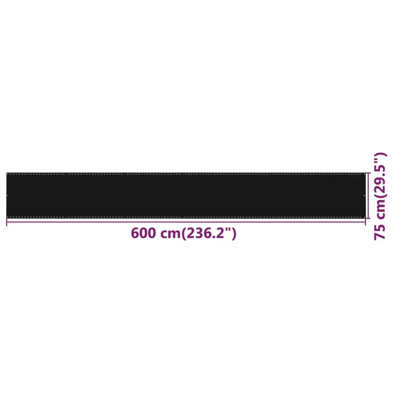 Écran de balcon brise pare vue protection confidentialité 75 x 600 cm PEHD noir 02_0010274