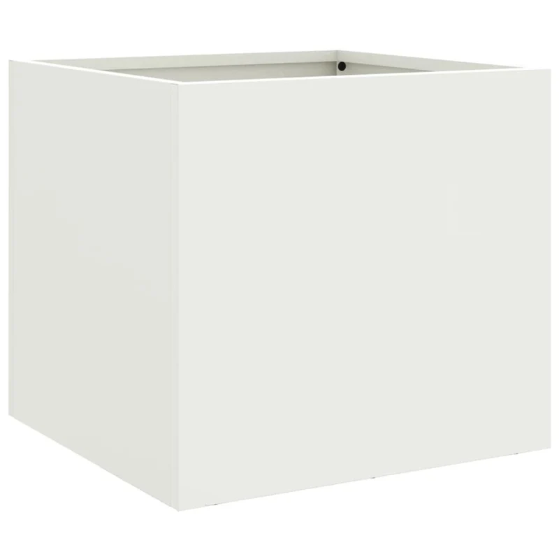 Jardinière bac lit surélevé plantes fleurs terrasse jardin 32 x 30 x 29 cm acier blanc 02_0037506