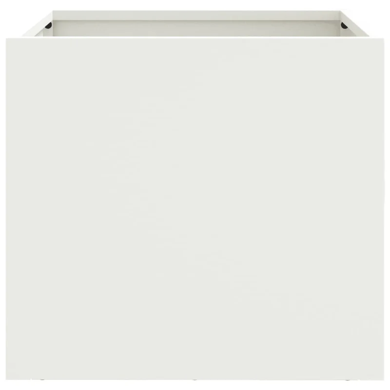 Jardinière bac lit surélevé plantes fleurs terrasse jardin 32 x 30 x 29 cm acier blanc 02_0037506