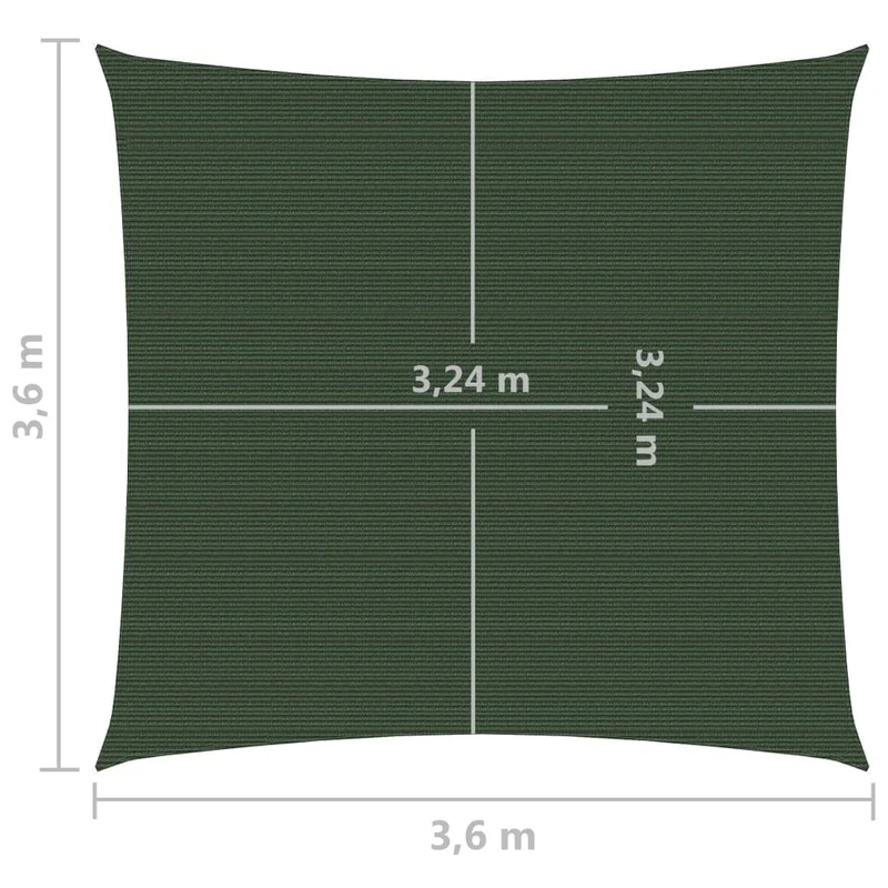 Voile toile d'ombrage parasol 160 g/m² PEHD 3,6 x 3,6 m vert foncé 02_0009418