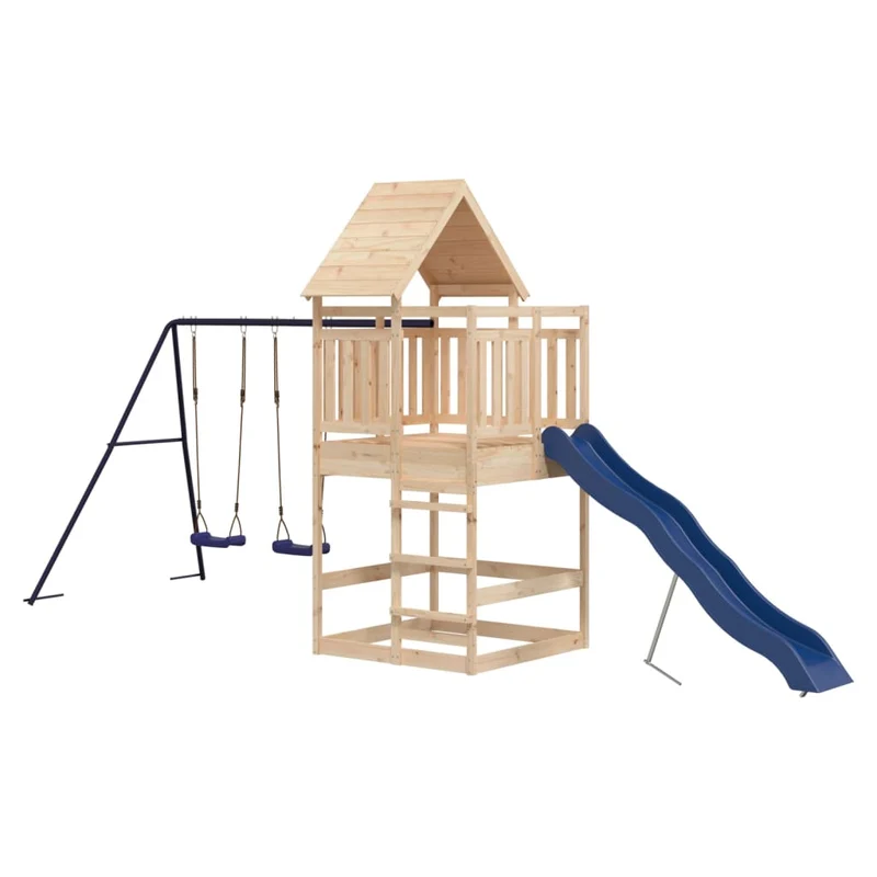 Aire de jeux d'extérieur balançoires toboggan portiques robuste jeux jardin 553 x 206 x 264 cm bois de pin massif 02_0004942
