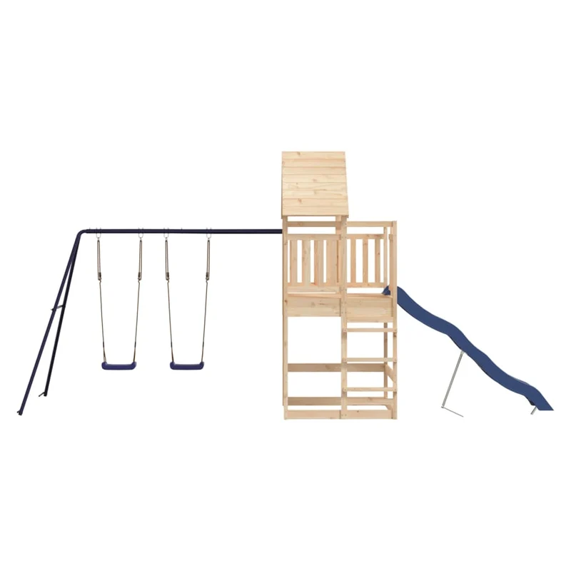 Aire de jeux d'extérieur balançoires toboggan portiques robuste jeux jardin 553 x 206 x 264 cm bois de pin massif 02_0004942