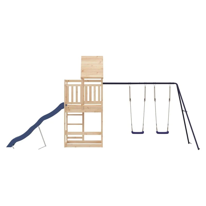 Aire de jeux d'extérieur balançoires toboggan portiques robuste jeux jardin 553 x 206 x 264 cm bois de pin massif 02_0004942