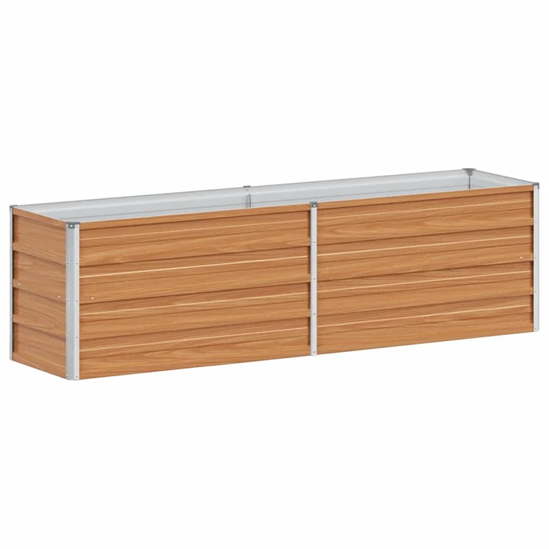 Jardinière surélevée métallique industrielle style chic jardin terrasse 160 x 40 x 45 cm en acier galvanisé marron clair 02_0059014