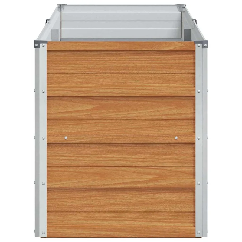 Jardinière surélevée métallique industrielle style chic jardin terrasse 160 x 40 x 45 cm en acier galvanisé marron clair 02_0059014