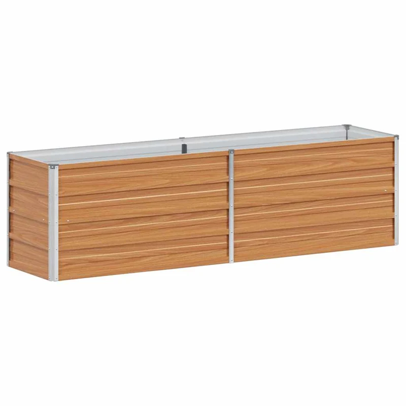 Jardinière surélevée métallique industrielle style chic jardin terrasse 160 x 40 x 45 cm en acier galvanisé marron clair 02_0059014