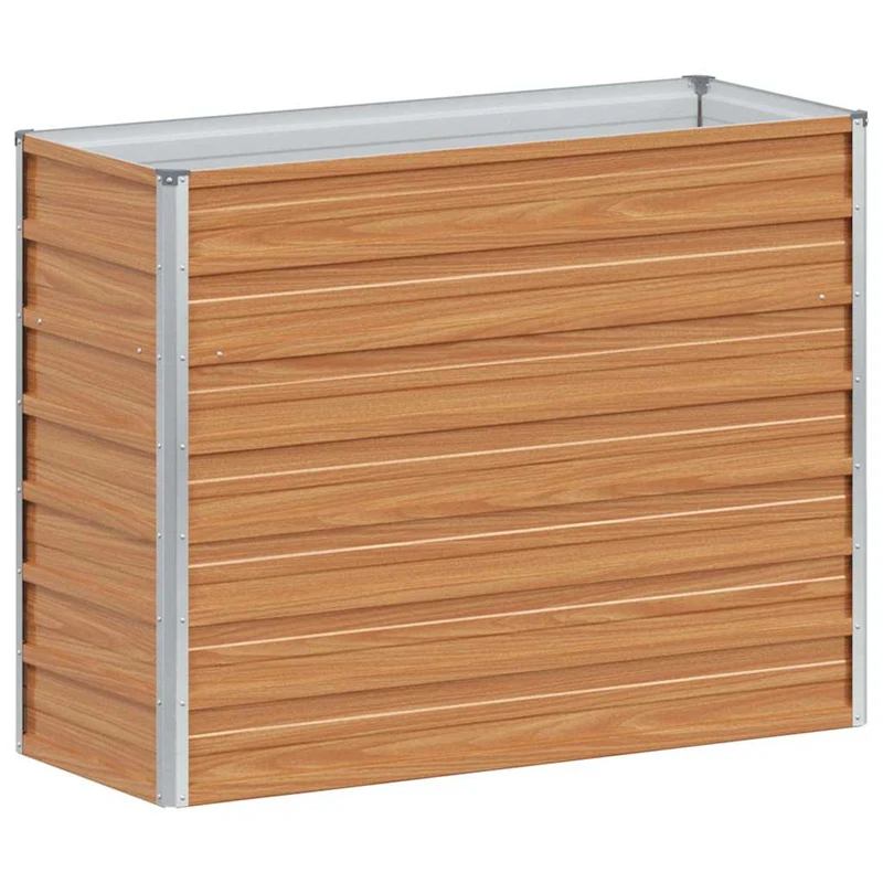 Jardinière surélevée design industriel terrasse jardin 100 x 40 x 77 cm en acier galvanisé marron clair 02_0059013