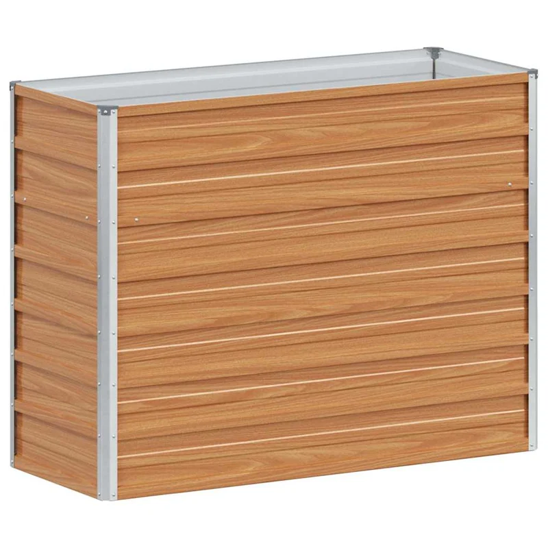 Jardinière surélevée design industriel terrasse jardin 100 x 40 x 77 cm en acier galvanisé marron clair 02_0059013