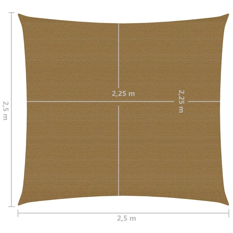 Voile toile d'ombrage parasol 160 g/m² 2,5 x 2,5 m PEHD taupe 02_0009294