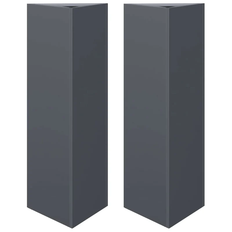 Jardinière bac lit surélevé plantes fleurs jardin terrasses lot de 2 triangulaire 30 x 26 x 75 cm acier anthracite 02_0039092