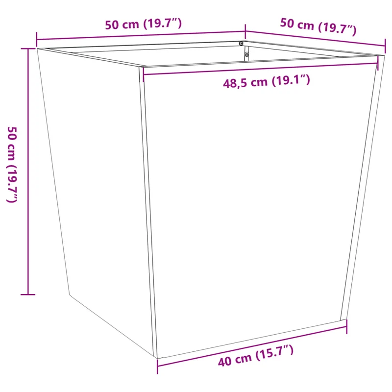 Jardinière bac lit surélevé plantes fleurs terrasse jardin 50 x 50 x 50 cm acier blanc 02_0037654